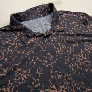 Municipal Mens Sport Utility Gear Leopard Print Polo Shirt Large Mesa Tortoise
